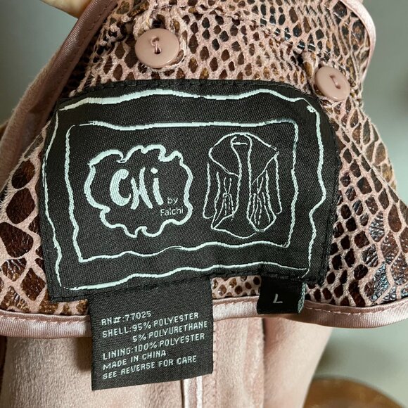 Chi by Falchi Jacket Faux Reptile Skin NWT Detachable Hood Women Size Large Coat - Picture 9 of 15